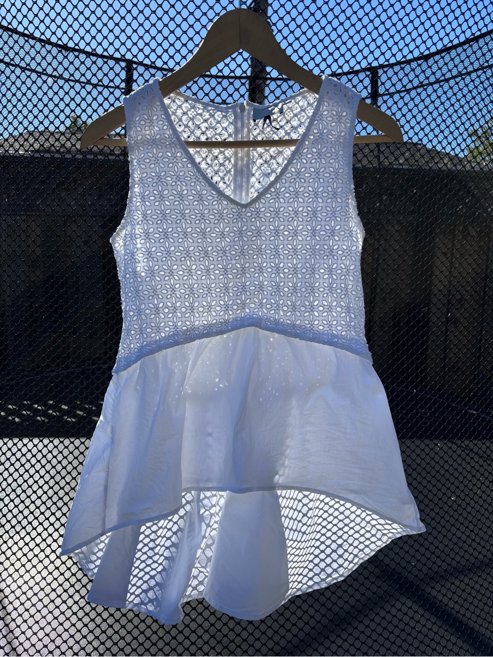 HD in Paris White Eyelet Peplum Tank Top
